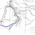 Henson-Koph. Spanish Hill's Tertiary Gravel Deposits in Relation to Other Tertiary Gravels Near Placerville. Reproduction of historical map.