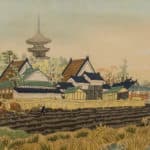 Eiichi Kotozuka. “Yakushi Temple and the Vicinity.” c. 1950. Ink on handmade paper.
