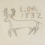 Deer, Jean and Phillip Earl, Wax-on-muslin rubbing, 1970s, Etienne Maizcorena (carver)