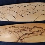 Justin Boyd, View of West Slope 1 and 2, 2020, Pyrograph on wood