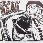 Fate and Muses 1, 1999, Block print on paper