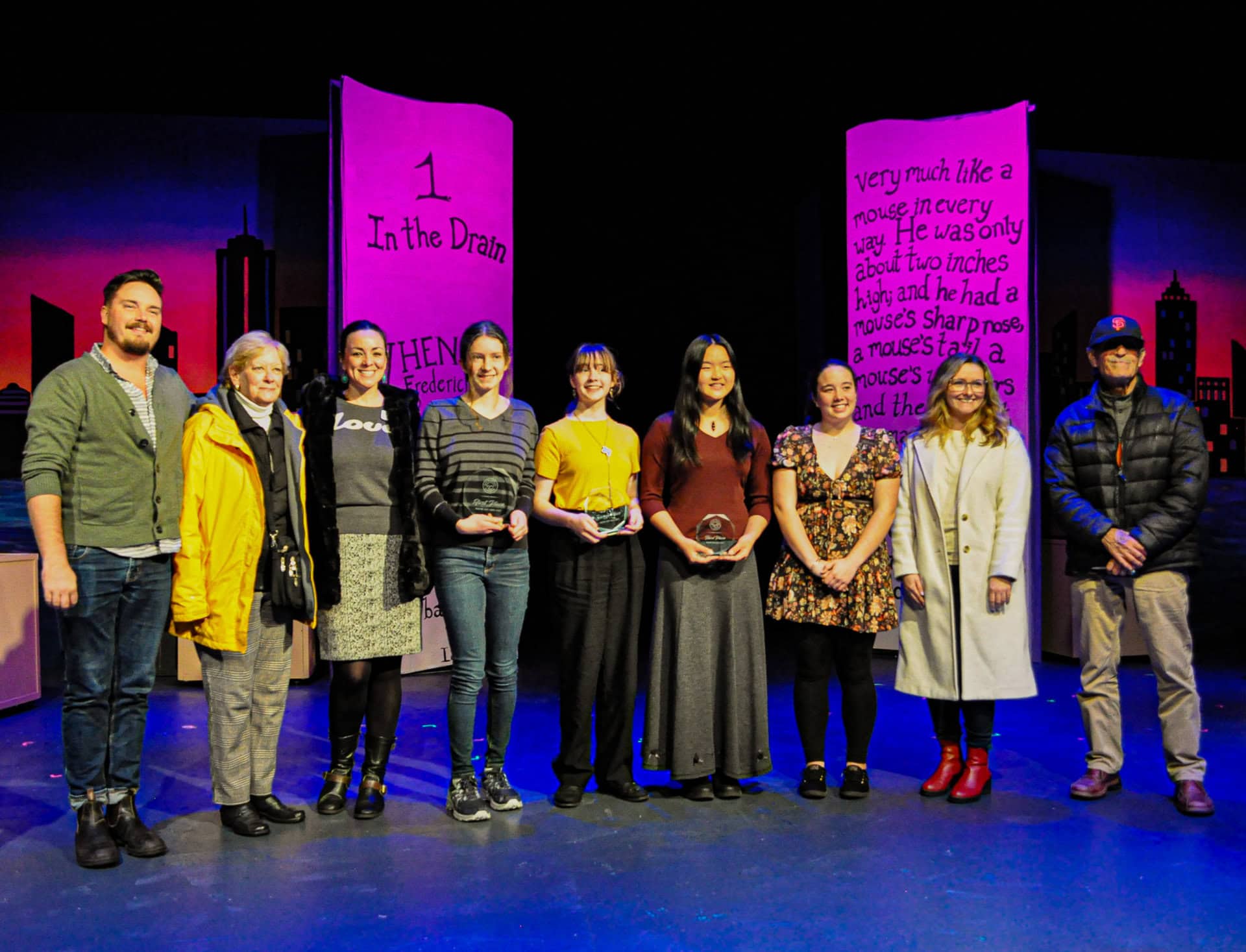 Left to Right: Gavin Sellers-Norman, Audrey Keebler, Amy Pooley, Erin Levinson, Amber Baker, Alivia Chen, Kaitlin Fuller, Lorin Torbitt, and Stephen Meadows.