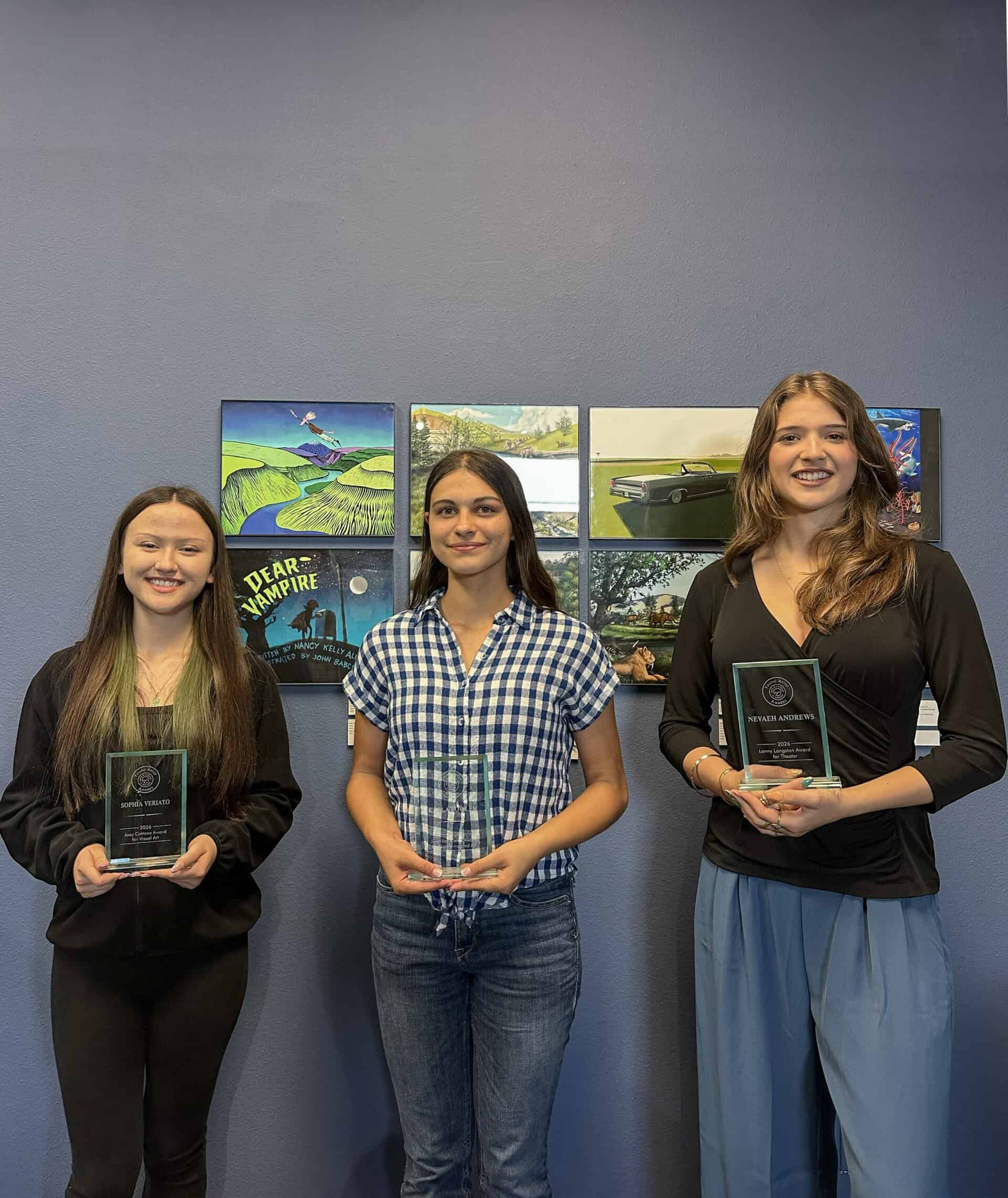 2026 Young Artist Award winners from left to right: Sophia Veriato, Kayla Fowler, and Nevaeh Andrews.